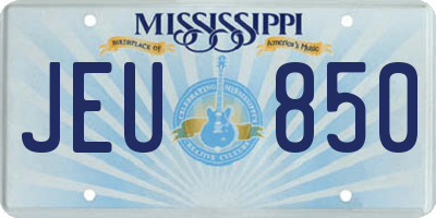MS license plate JEU850