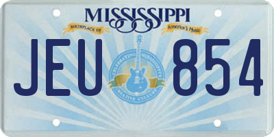 MS license plate JEU854