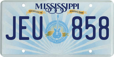 MS license plate JEU858