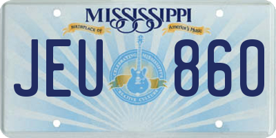 MS license plate JEU860