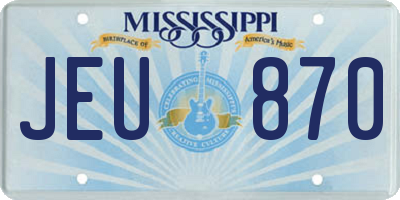 MS license plate JEU870