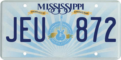 MS license plate JEU872