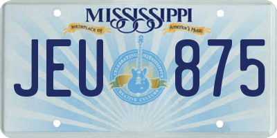 MS license plate JEU875