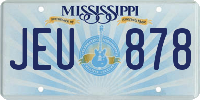 MS license plate JEU878