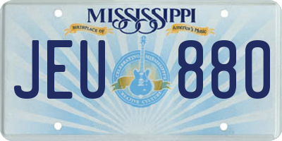 MS license plate JEU880
