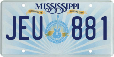 MS license plate JEU881
