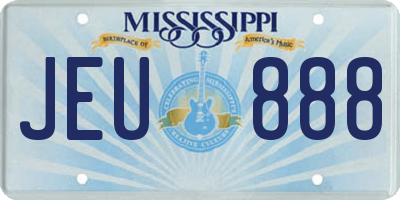 MS license plate JEU888
