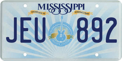 MS license plate JEU892
