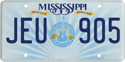 MS license plate JEU905