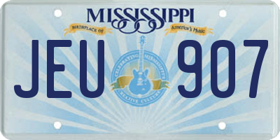 MS license plate JEU907