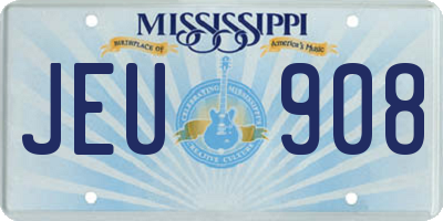 MS license plate JEU908