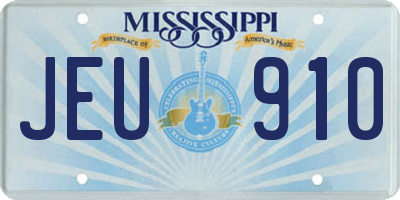 MS license plate JEU910
