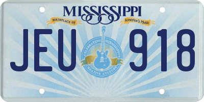 MS license plate JEU918
