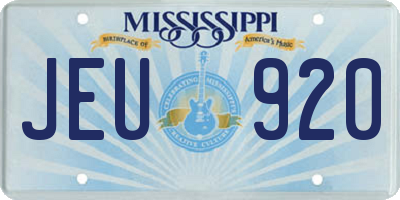 MS license plate JEU920
