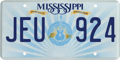 MS license plate JEU924