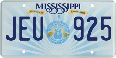 MS license plate JEU925