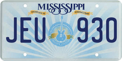 MS license plate JEU930