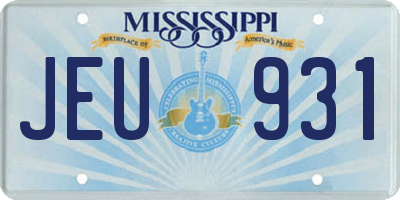 MS license plate JEU931