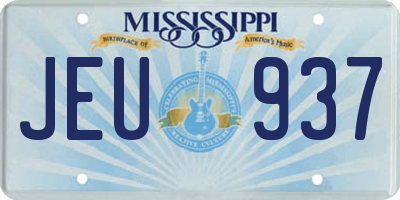 MS license plate JEU937
