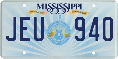 MS license plate JEU940