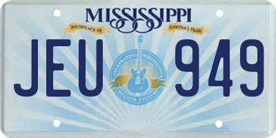 MS license plate JEU949