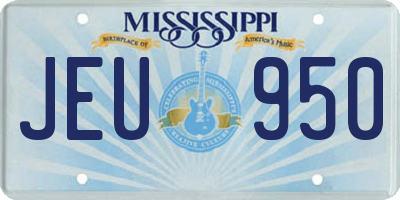 MS license plate JEU950