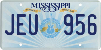 MS license plate JEU956