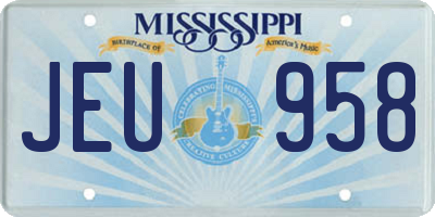 MS license plate JEU958