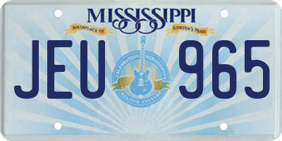 MS license plate JEU965