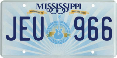 MS license plate JEU966