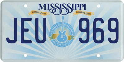 MS license plate JEU969