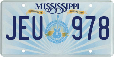 MS license plate JEU978