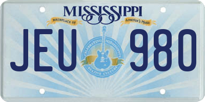 MS license plate JEU980