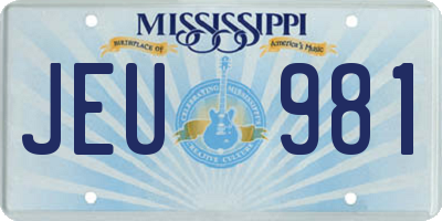 MS license plate JEU981