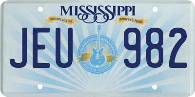 MS license plate JEU982