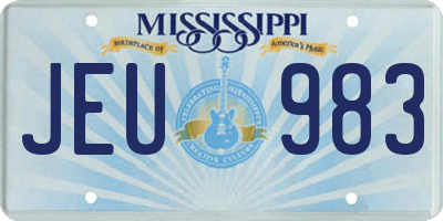 MS license plate JEU983