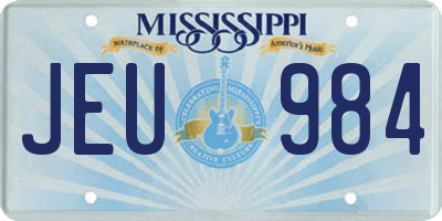 MS license plate JEU984