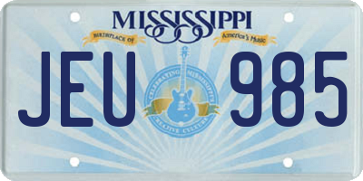 MS license plate JEU985