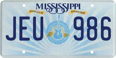 MS license plate JEU986