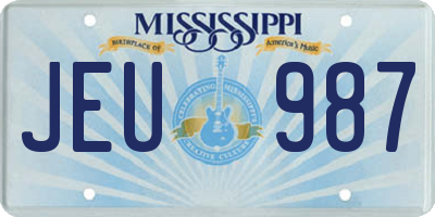 MS license plate JEU987
