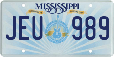 MS license plate JEU989
