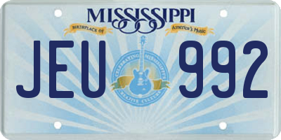 MS license plate JEU992