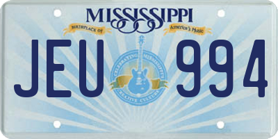 MS license plate JEU994
