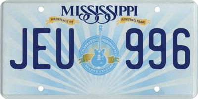 MS license plate JEU996