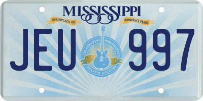 MS license plate JEU997