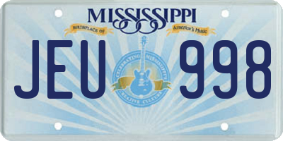 MS license plate JEU998