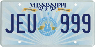 MS license plate JEU999