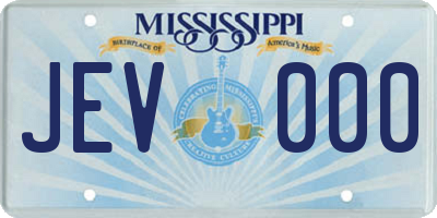 MS license plate JEV000