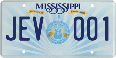 MS license plate JEV001