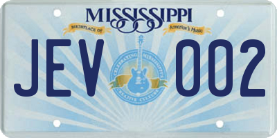 MS license plate JEV002